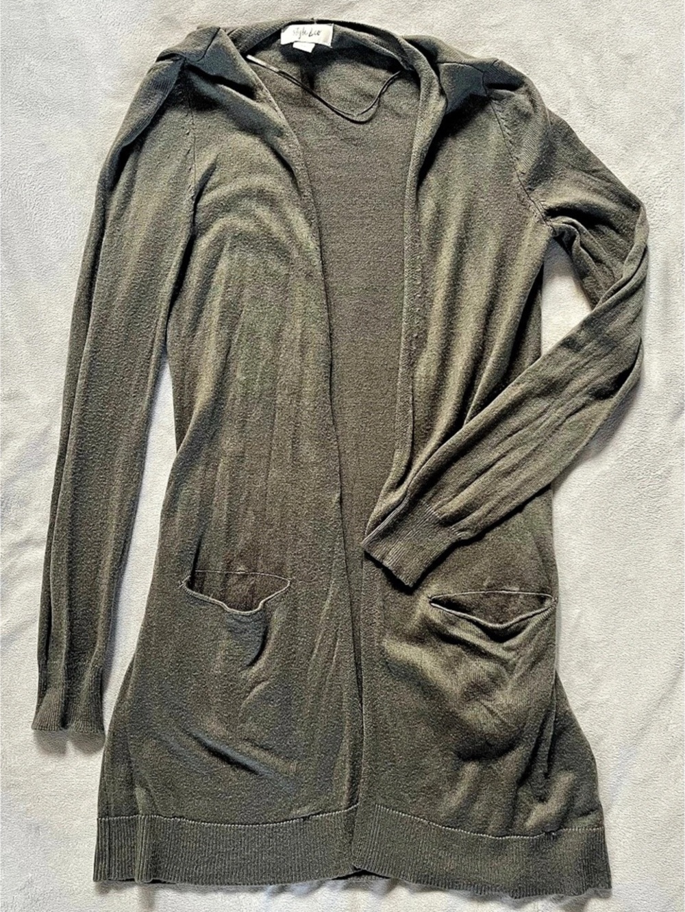 Style & Co Green Open Front Cardigan Size XS
